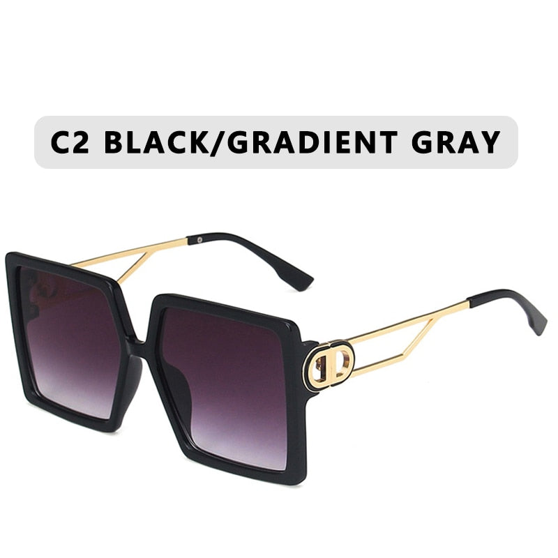 Retro Double Bridges Women Sunglasses Brand Design Fashion Gradient Eyewear Trending Hollow Driving Sun Glasses Men Shades