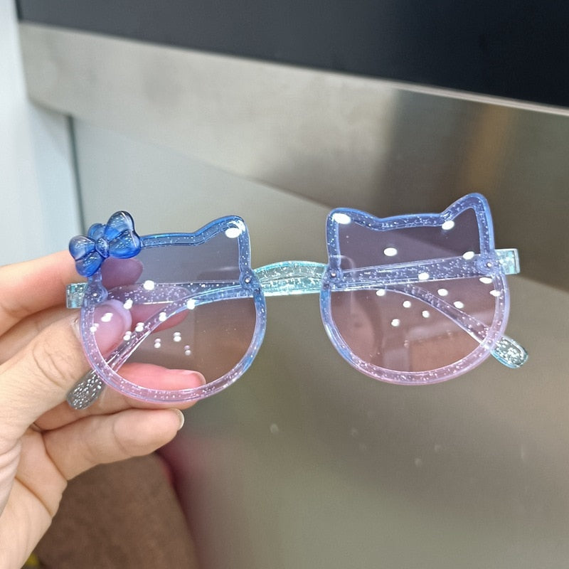 Summer Children Cute Kitty Sunglasses Acrylic Bow Outdoor UV Protection Sun Glasses Baby Girls Classic Kids Boy UV400 Eyewear