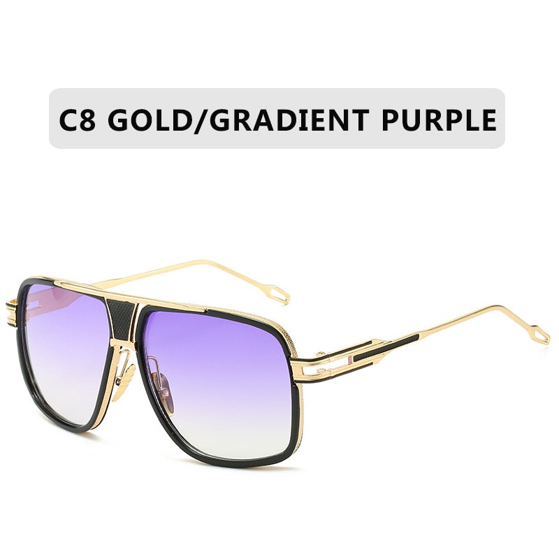 Classic Luxury Men Sunglasses Glamour Fashion Brand Sun Glasses For Women Mirrored Retro Vintage Square Designer Shades