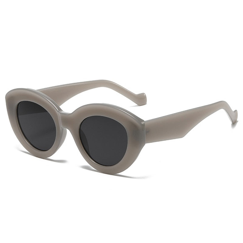 SO&EI Ins Popular Fashion Oversized Cat Eye Women Sunglasses Retro Leopard Shades UV400 Men Trending Oval Sun Glasses