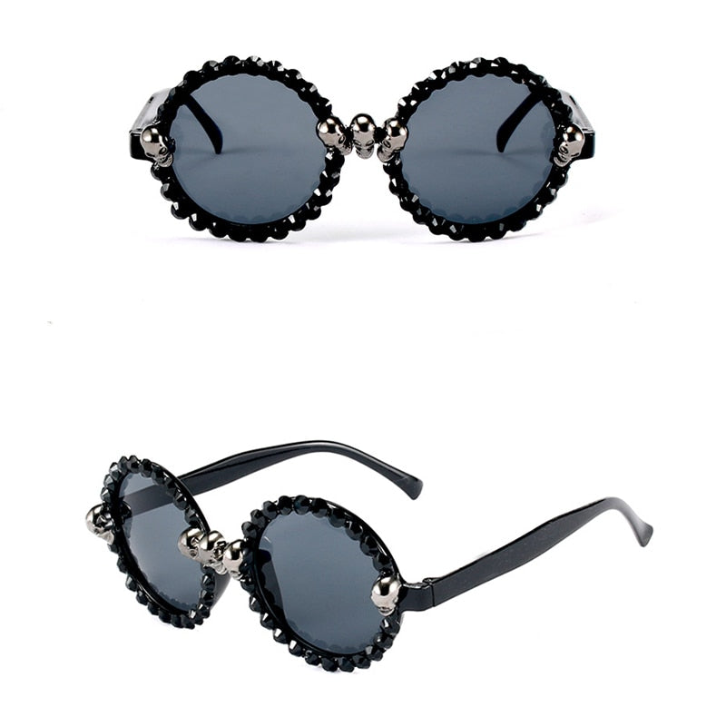 Gothic Skull Sunglasses Halloween Christmas Cat Eye Crystal Punk Sun Glasses luxury designer vintage gafas de sol mujer