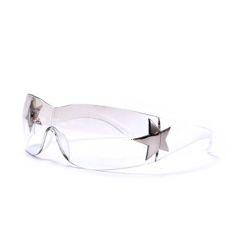 Punk One Piece Sunglasses Goggle New Y2k Luxury Brand Sun Glasses 2000's Shades Eyewear UV400 Female Designer Five Star Glasses