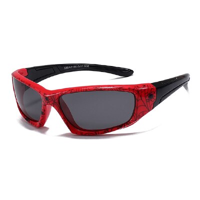 Ralferty Cool Kids Sunglasses Polarized Anti UV400 Outdoor Riding Sport Sun Glasses Child Boy Girl Spider Cobweb Shade 3-9 Year