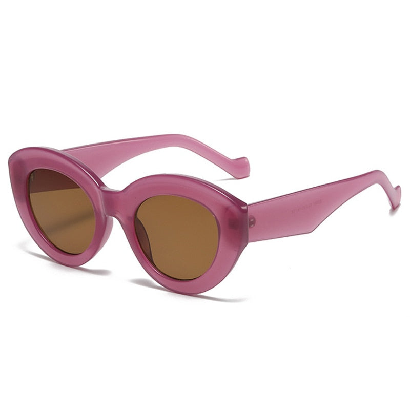 SO&EI Ins Popular Fashion Oversized Cat Eye Women Sunglasses Retro Leopard Shades UV400 Men Trending Oval Sun Glasses