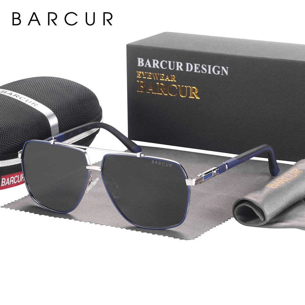 BARCUR Square Mens Sunglasses Polarized Driving Gradient Sun Glasses for Men UV400 Shades Eyewear Oculos Gafas De Sol