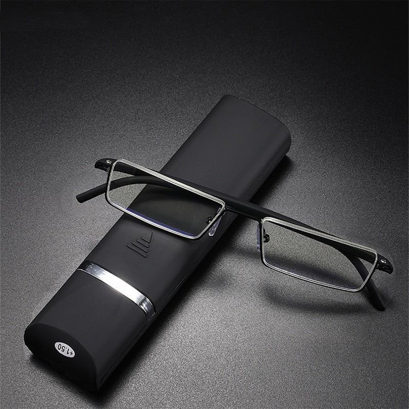 May Flower TR90 Presbyopic Glasses Man Blue Light Reading Glasses Men Metal Square Glasses For Sight Plus Lenses +1.75+2.25+2.75