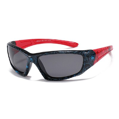 Ralferty Cool Kids Sunglasses Polarized Anti UV400 Outdoor Riding Sport Sun Glasses Child Boy Girl Spider Cobweb Shade 3-9 Year