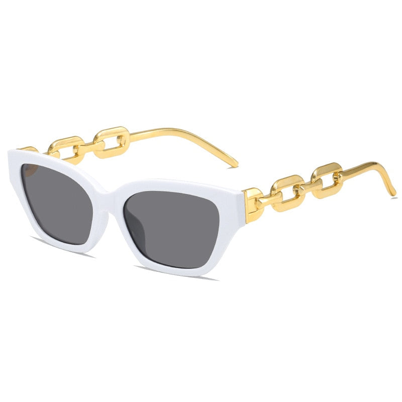 INS Vintage Cat Eye Sunglasses Women 2022 Trend New Fashion Small Metal Chain Sunglasses Elegant Eyeglasses Fashion Black Shades