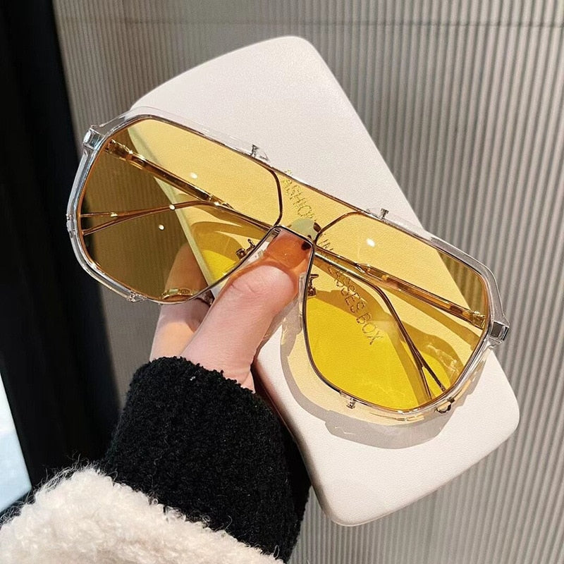 Oversized Sunglasses Women 2022 New Unique One Piece Sunglasses For Men UV400 Fashion Punk Glasses Trending Female Eyeglasses