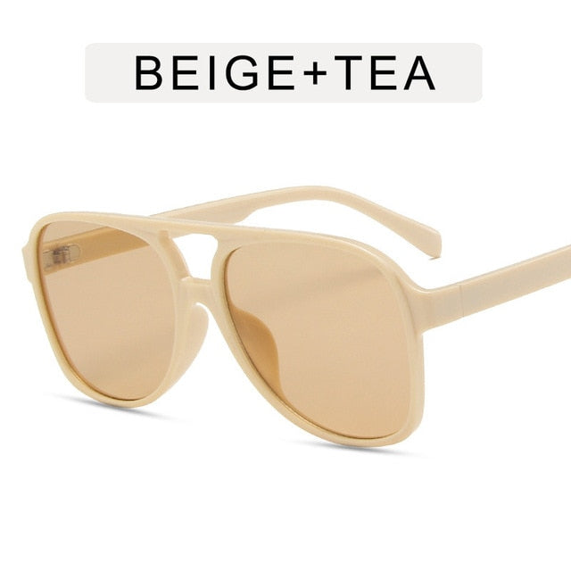 Vintage Oversized Sunglasses Women Retro Brand Big Frame Sun Glasses Female Black Yellow Ins Style Square Glasses Oculos De Sol