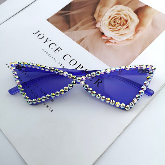 Sexy Cat Eye Rimless Rhinestone Sunglasses | Women | UV400 Candy Color Triangle Shades