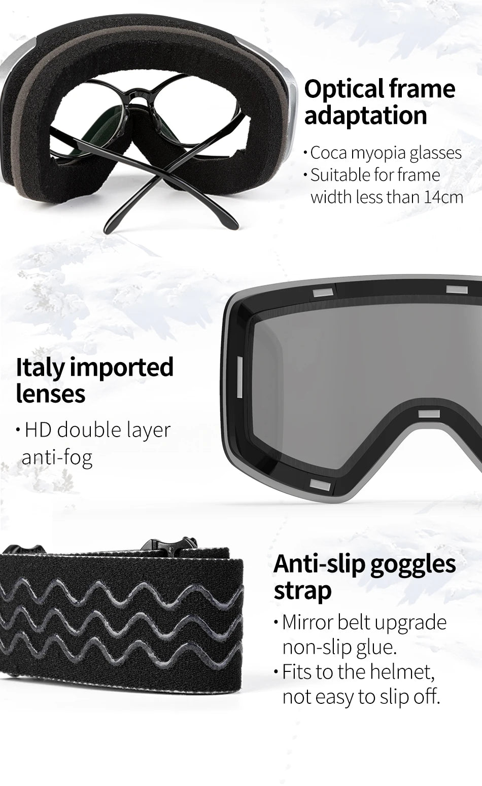 COPOZZ OTG Ski Goggles | UV400 Anti-Fog | Fits Over Glasses | Yellow Lens Kit Included
