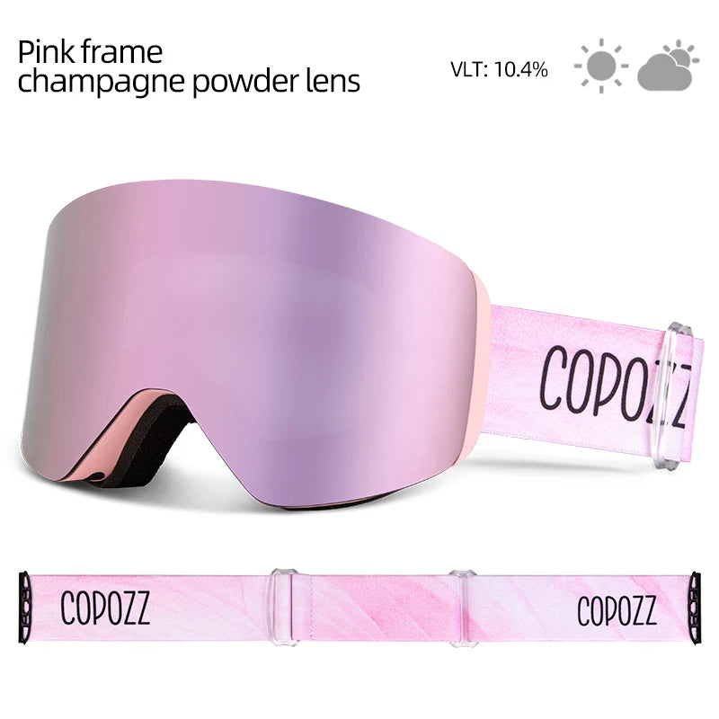 COPOZZ OTG Ski Goggles | UV400 Anti-Fog | Fits Over Glasses | Yellow Lens Kit Included