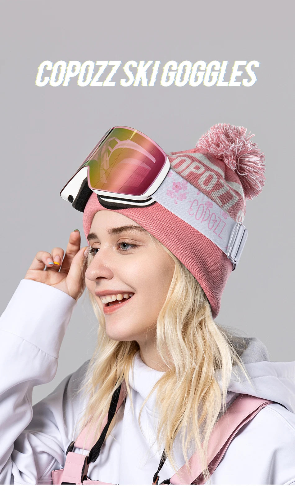 COPOZZ OTG Ski Goggles | UV400 Anti-Fog | Fits Over Glasses | Yellow Lens Kit Included