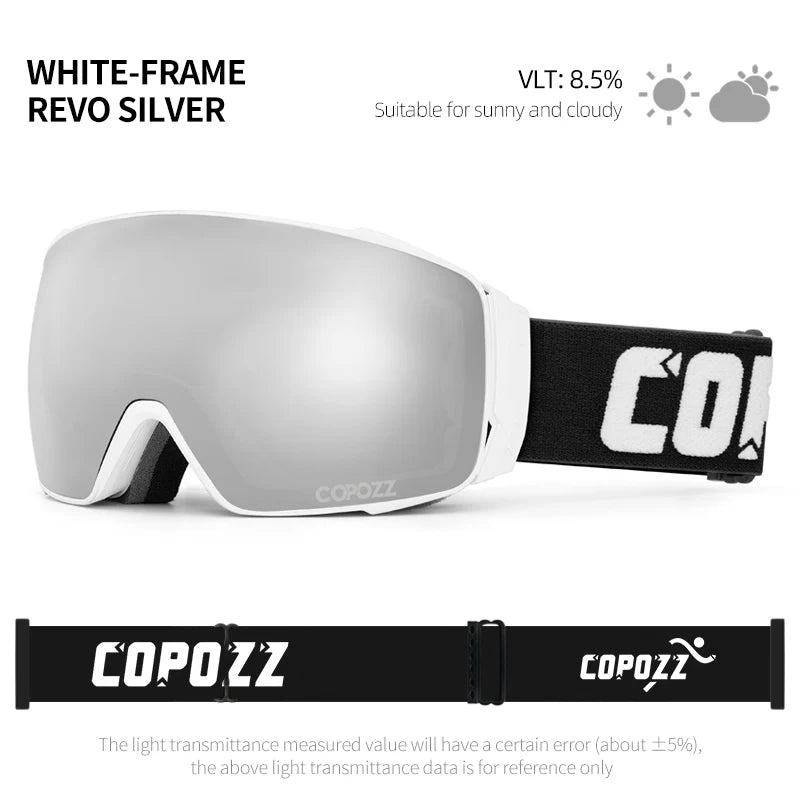 Copozz Magnetic Polarized Ski Goggles Anti-Fog Winter Double-Layers UV400 Protection Men Ski Glasses Eyewear with Lens Case Set