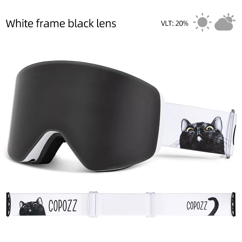 COPOZZ OTG Ski Goggles | UV400 Anti-Fog | Fits Over Glasses | Yellow Lens Kit Included