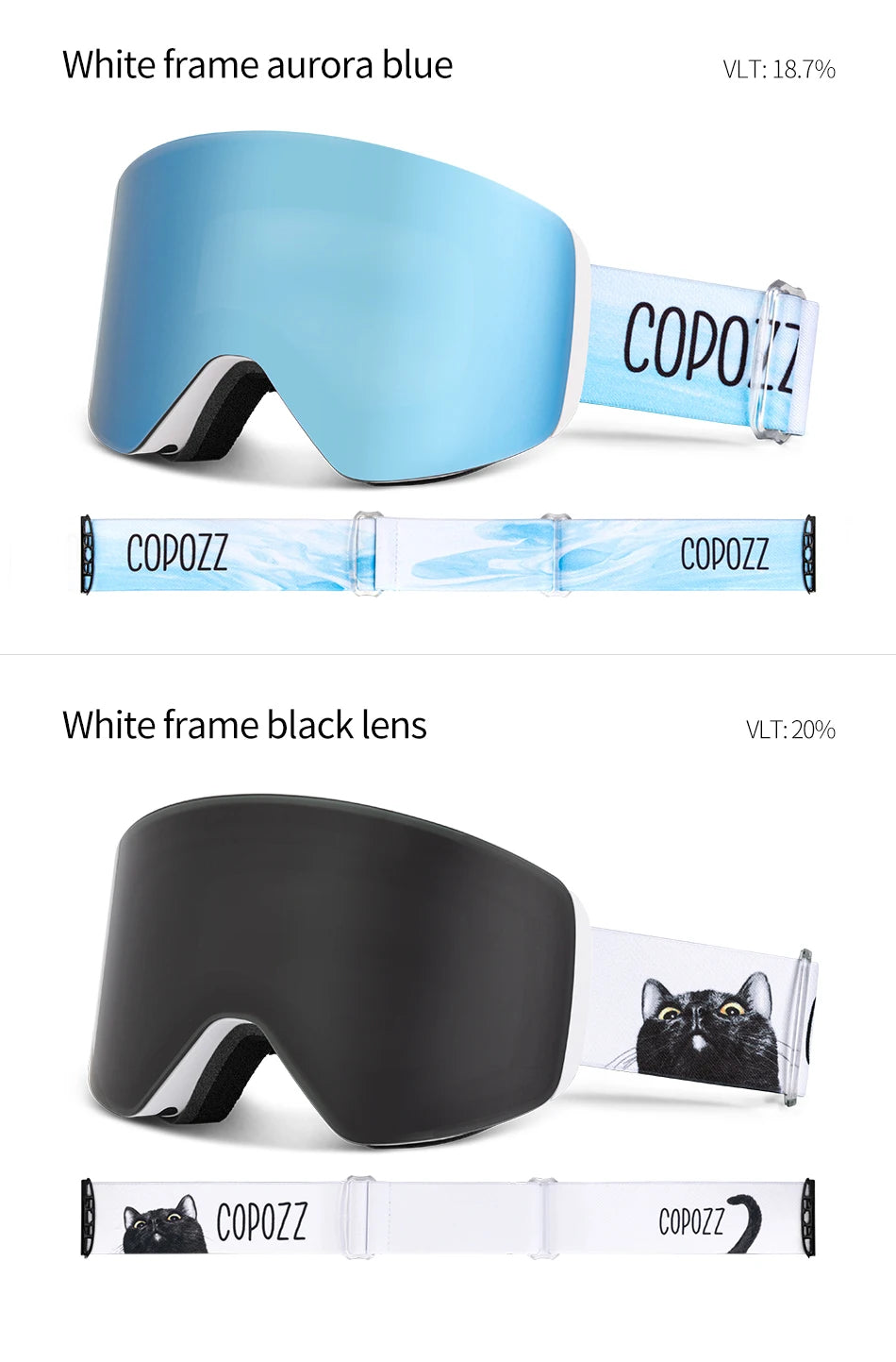 COPOZZ OTG Ski Goggles | UV400 Anti-Fog | Fits Over Glasses | Yellow Lens Kit Included