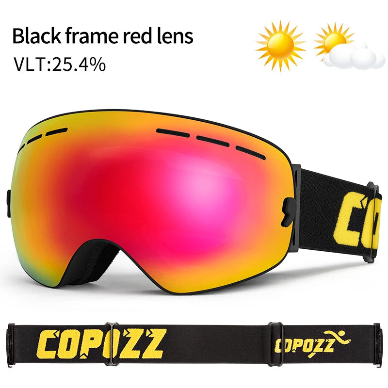 COPOZZ Brand Ski Goggles Double Layers UV400 Anti-fog Big Ski Glasses Skiing Mask Snowboard Men Women Snow Goggles GOG-201 Pro