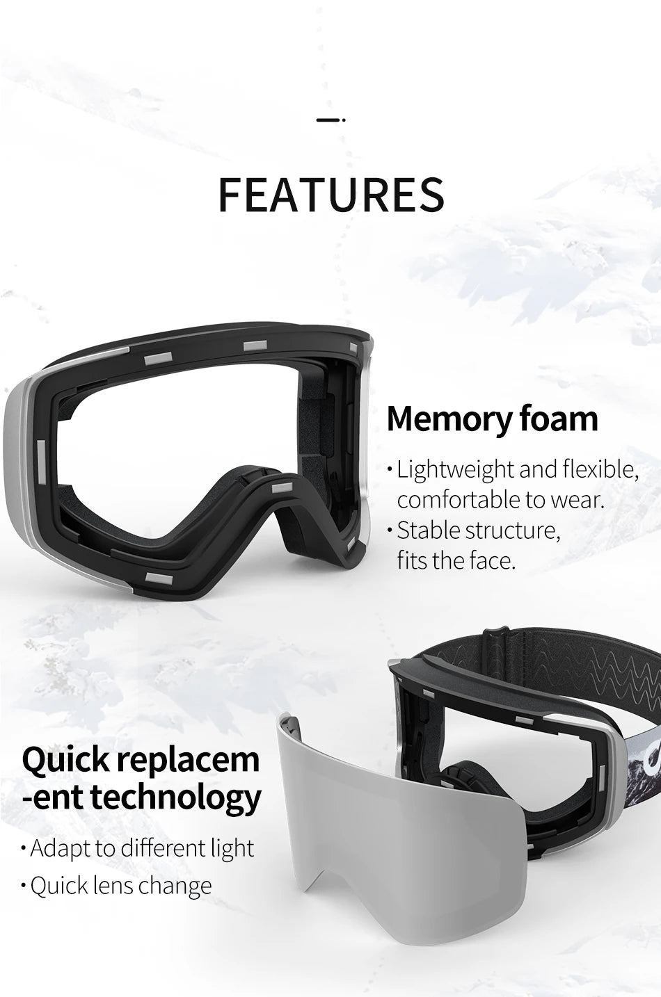 COPOZZ OTG Ski Goggles | UV400 Anti-Fog | Fits Over Glasses | Yellow Lens Kit Included