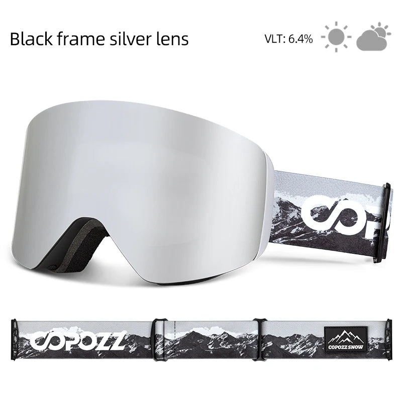 COPOZZ OTG Ski Goggles | UV400 Anti-Fog | Fits Over Glasses | Yellow Lens Kit Included