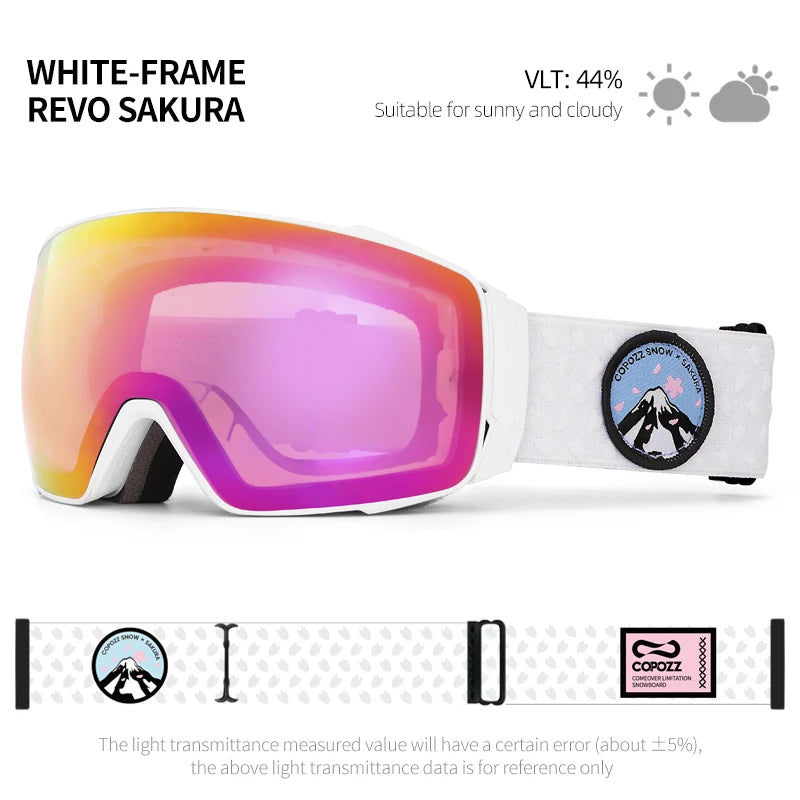 Copozz Magnetic Polarized Ski Goggles Anti-Fog Winter Double-Layers UV400 Protection Men Ski Glasses Eyewear with Lens Case Set