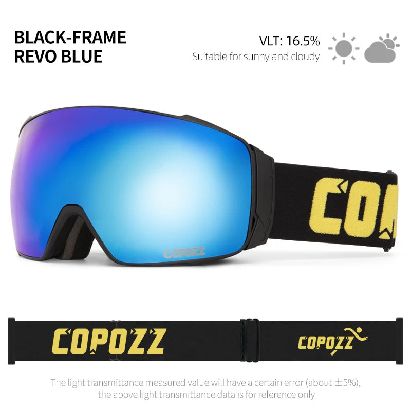 Copozz Magnetic Polarized Ski Goggles Anti-Fog Winter Double-Layers UV400 Protection Men Ski Glasses Eyewear with Lens Case Set