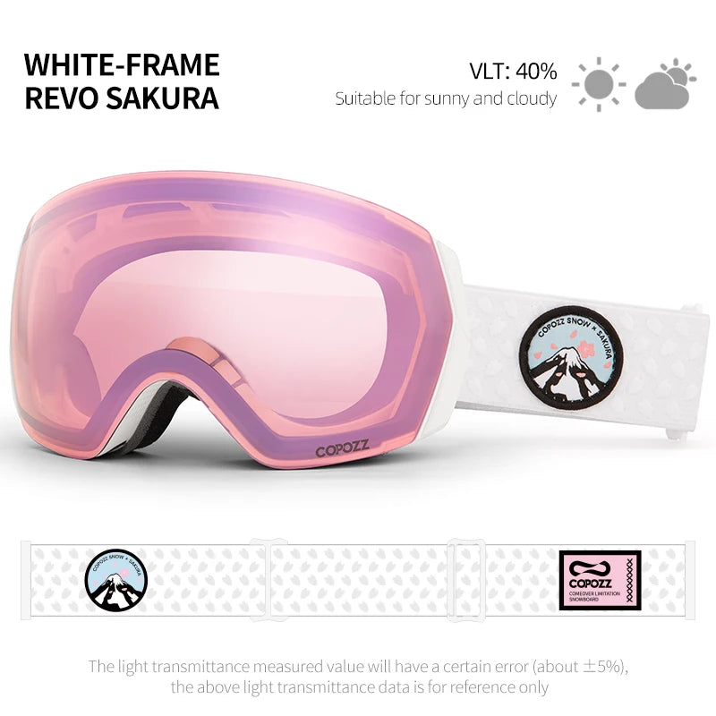 COPOZZ Ski Goggles Men Women UV400 Anti-fog Ski Eyewear Snow Glasses Adult Snowboard Goggle with Night Yellow Lens and Case Set