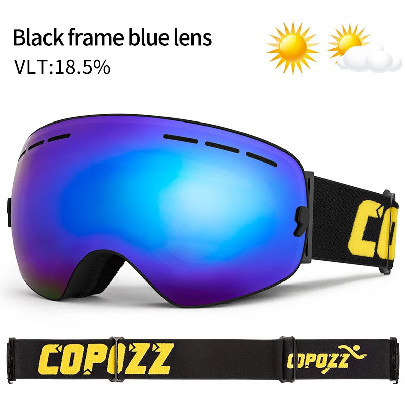 COPOZZ Brand Ski Goggles Double Layers UV400 Anti-fog Big Ski Glasses Skiing Mask Snowboard Men Women Snow Goggles GOG-201 Pro