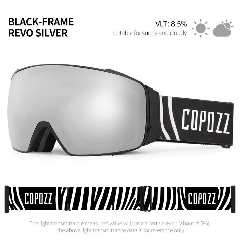 Copozz Magnetic Polarized Ski Goggles Anti-Fog Winter Double-Layers UV400 Protection Men Ski Glasses Eyewear with Lens Case Set