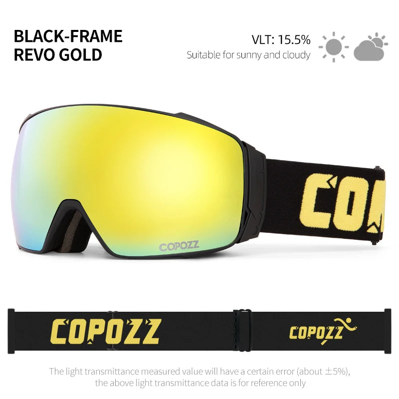 Copozz Magnetic Polarized Ski Goggles Anti-Fog Winter Double-Layers UV400 Protection Men Ski Glasses Eyewear with Lens Case Set