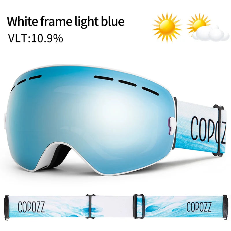 COPOZZ Brand Ski Goggles Double Layers UV400 Anti-fog Big Ski Glasses Skiing Mask Snowboard Men Women Snow Goggles GOG-201 Pro