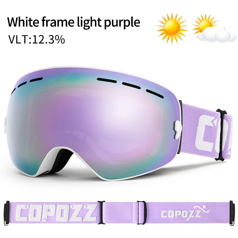 COPOZZ Brand Ski Goggles Double Layers UV400 Anti-fog Big Ski Glasses Skiing Mask Snowboard Men Women Snow Goggles GOG-201 Pro