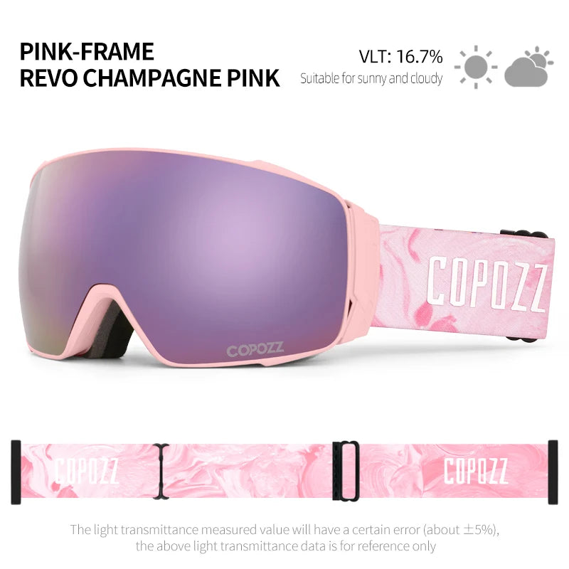 Copozz Magnetic Polarized Ski Goggles Anti-Fog Winter Double-Layers UV400 Protection Men Ski Glasses Eyewear with Lens Case Set