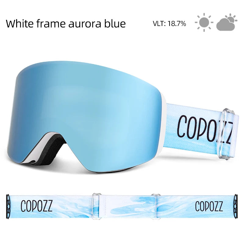 COPOZZ OTG Ski Goggles | UV400 Anti-Fog | Fits Over Glasses | Yellow Lens Kit Included