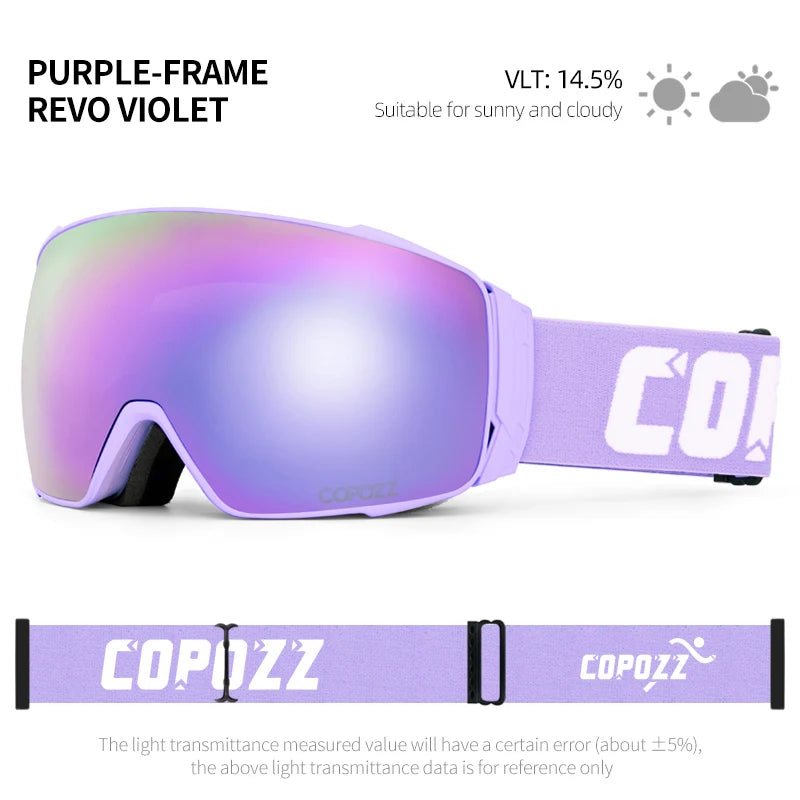 Copozz Magnetic Polarized Ski Goggles Anti-Fog Winter Double-Layers UV400 Protection Men Ski Glasses Eyewear with Lens Case Set