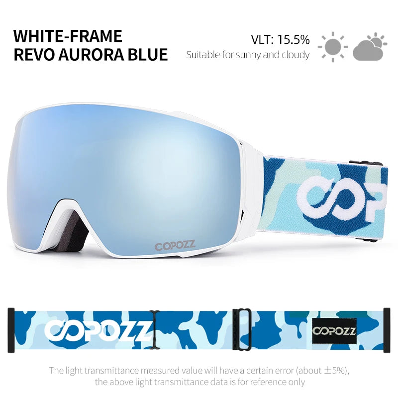 Copozz Magnetic Polarized Ski Goggles Anti-Fog Winter Double-Layers UV400 Protection Men Ski Glasses Eyewear with Lens Case Set