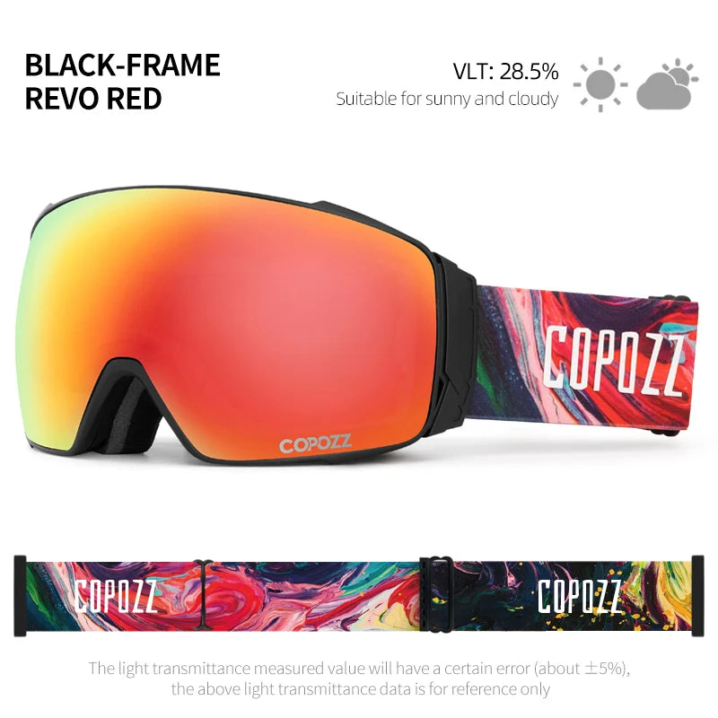 Copozz Magnetic Polarized Ski Goggles Anti-Fog Winter Double-Layers UV400 Protection Men Ski Glasses Eyewear with Lens Case Set