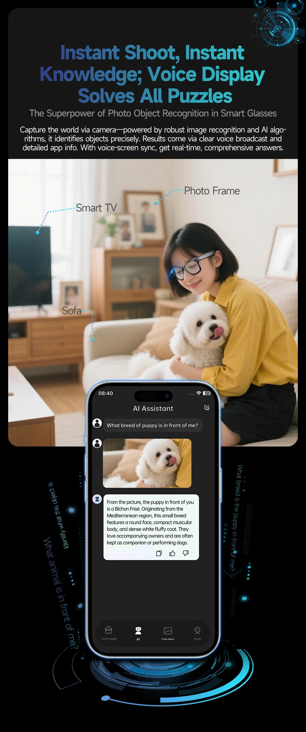 2025 Smart Glasses Women Wireless Bluetooth Call Sunglasses 800W Pixel Dual Camera Voice Assistant Intelligent Translation Glass