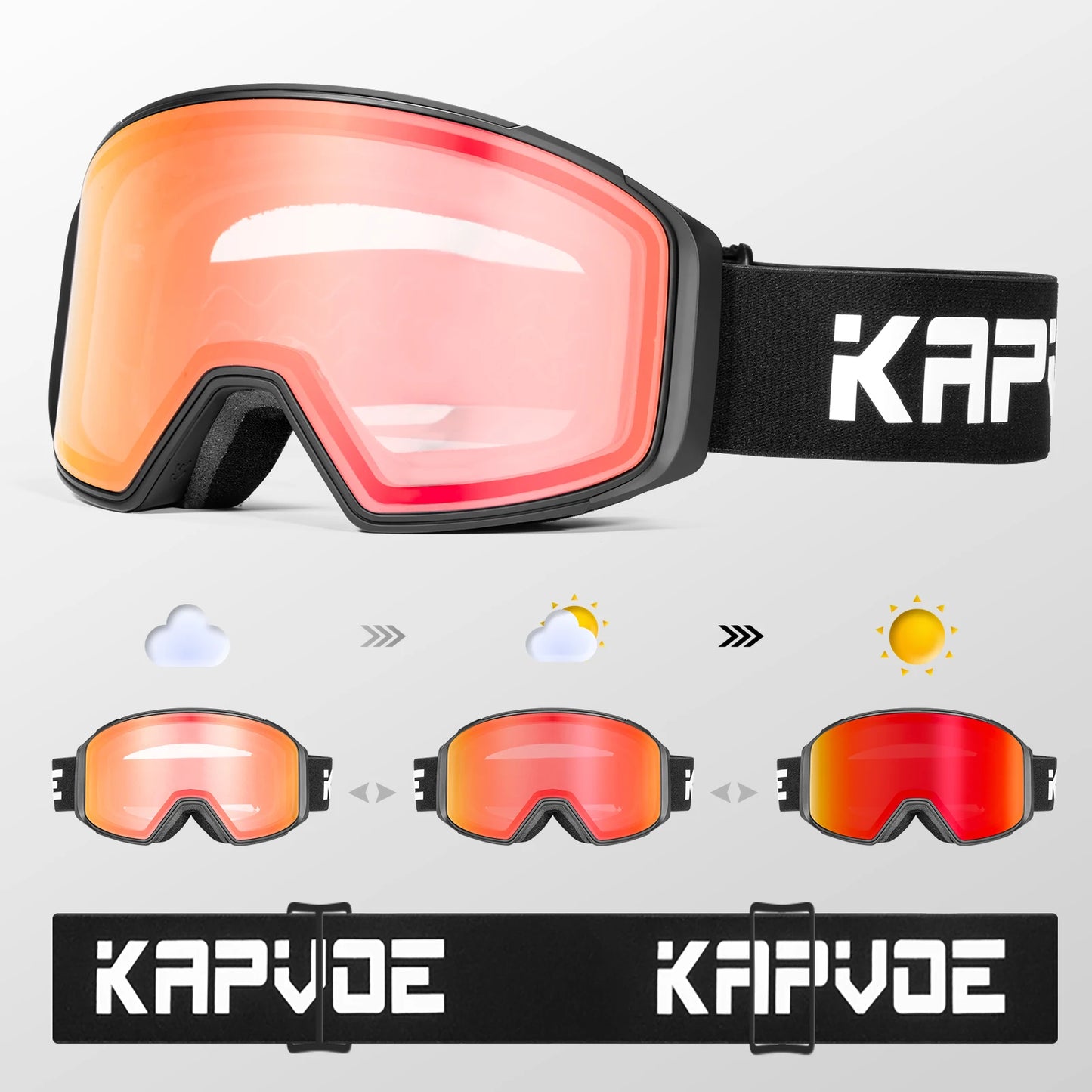 Kapvoe Magnetic Ski Goggles | UV400 Anti-Fog | Men & Women | Snowboard & Snowmobile