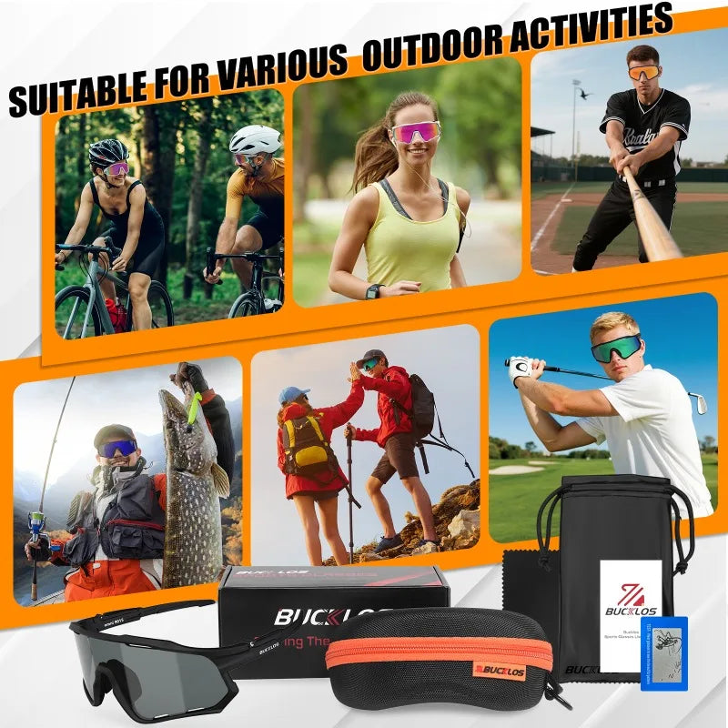 BUCKLOS Polarsized Cycling Glasses UV400 Road Mountain Bike Goggles TR-90 Frame Windproof Outdoor Sports Eyewear Cycling Parts