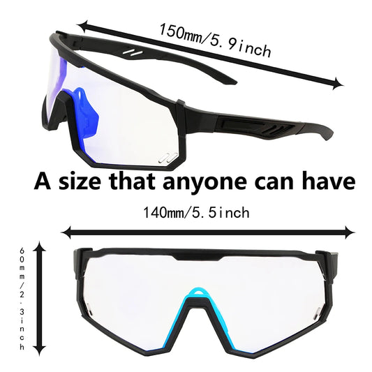 Photochromic Cycling Sunglasses | UV400 Auto-Tint Sports Glasses for Men & Women | MTB, Running