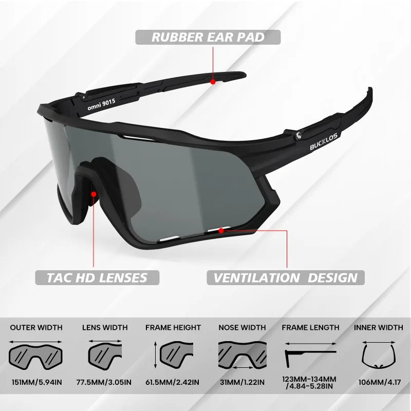 BUCKLOS Polarsized Cycling Glasses UV400 Road Mountain Bike Goggles TR-90 Frame Windproof Outdoor Sports Eyewear Cycling Parts