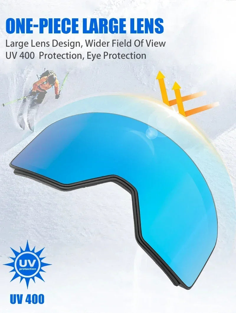 Kapvoe Magnetic Ski Goggles | UV400 Anti-Fog | Men & Women | Snowboard & Snowmobile