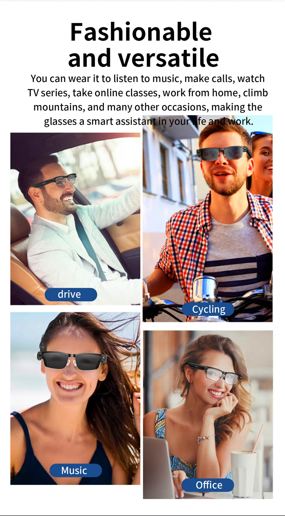 LIGE Smart Glasses Photography Video AI Intelligent Translation Smart Sunglasses Bluetooth Call Music Eyeglasses For Android iOS