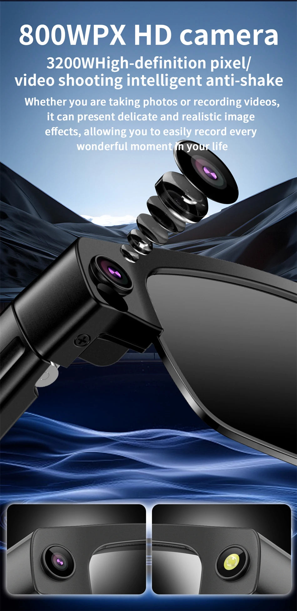 LIGE Smart Glasses Photography Video AI Intelligent Translation Smart Sunglasses Bluetooth Call Music Eyeglasses For Android iOS