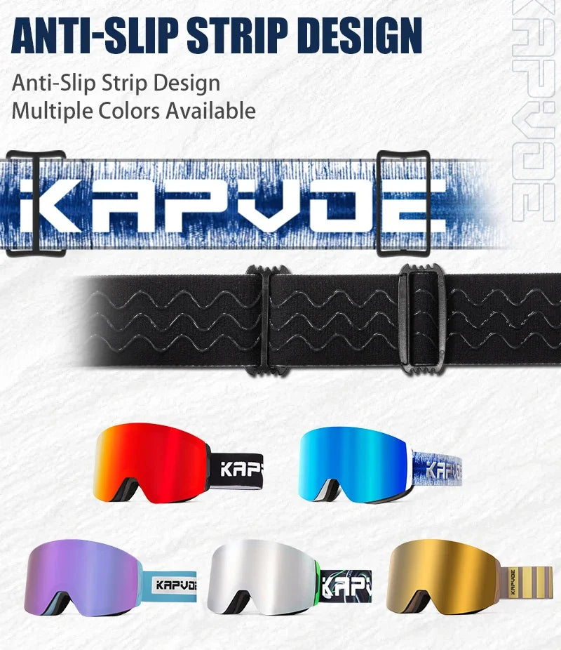 Kapvoe OTG Ski Goggles for Women | UV400 Anti-Fog | Fits Over Glasses | Snowboard & Snowmobile