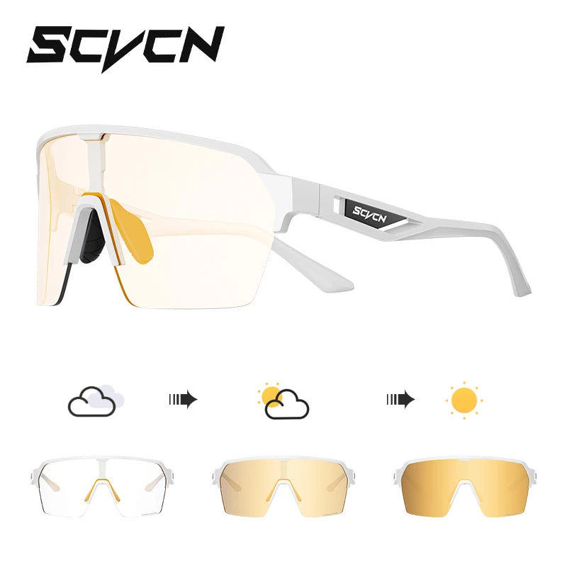 SCVCN Photochromic Cycling Sunglasses Glasses Bike Mountain Bicycle Hiking Golf UV400 Sports Glasses for Men Women Baseball 2025