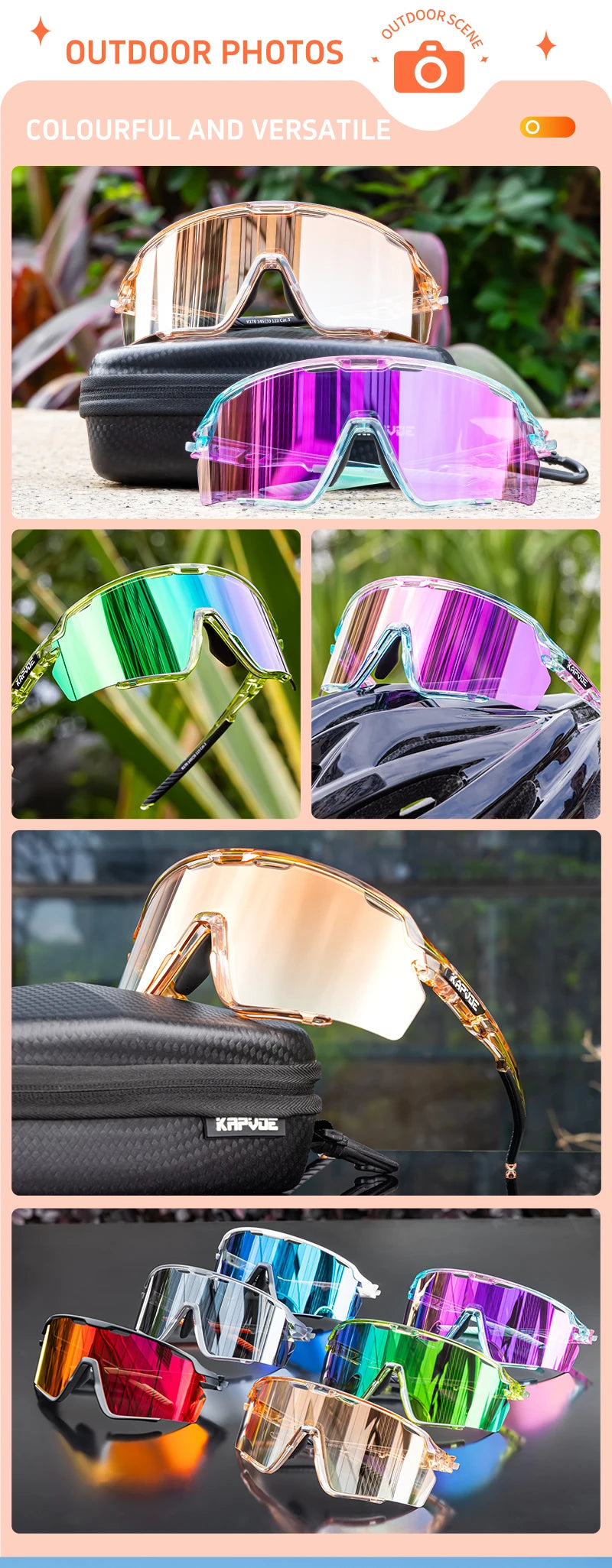 KAPVOE New Outdoor Cycling Glasses Mountain Bike Sunglasses MTB Sports Men Women UV400 Baseball Running Triathlon Golf Driving