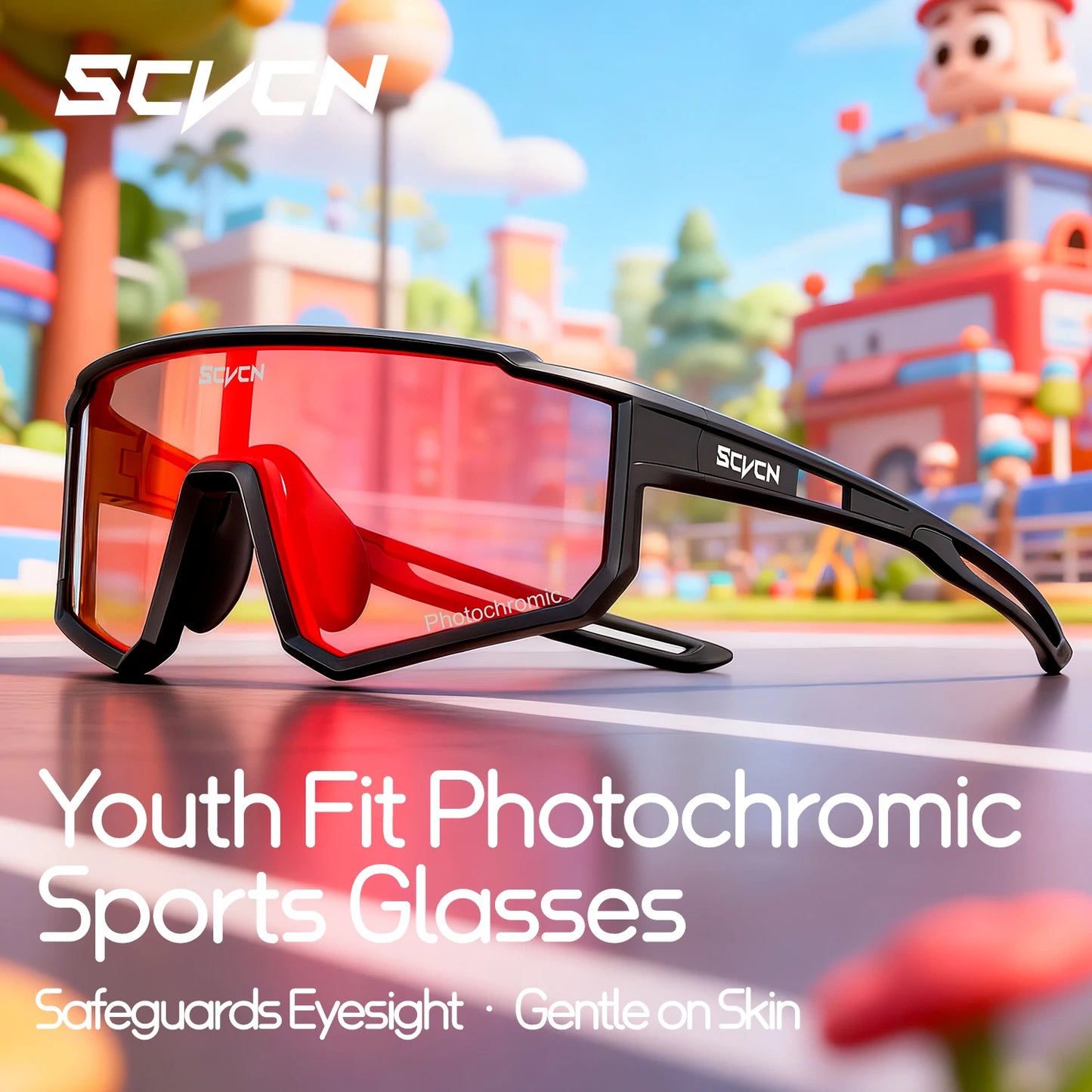 SCVCN Kids Polarized Sports Sunglasses Photochromic UV400 Boy Baseball Glasses Cycling Outdoor Eyewear Running Hiking Sunglasses