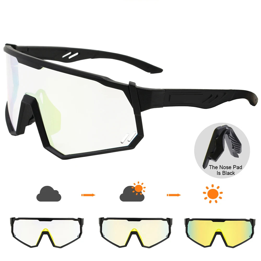 Photochromic Cycling Sunglasses | UV400 Auto-Tint Sports Glasses for Men & Women | MTB, Running